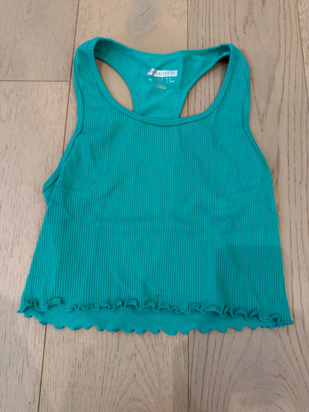 Forever 21 Teal Ribbed Crop Tank